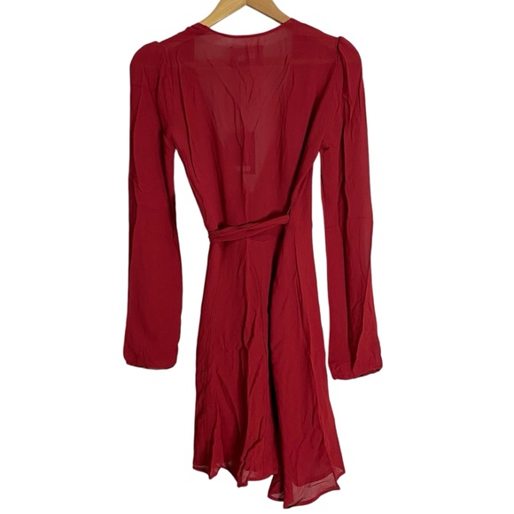 Reformation Daylon wrap little red dress long sleeve - Picture 3 of 5
